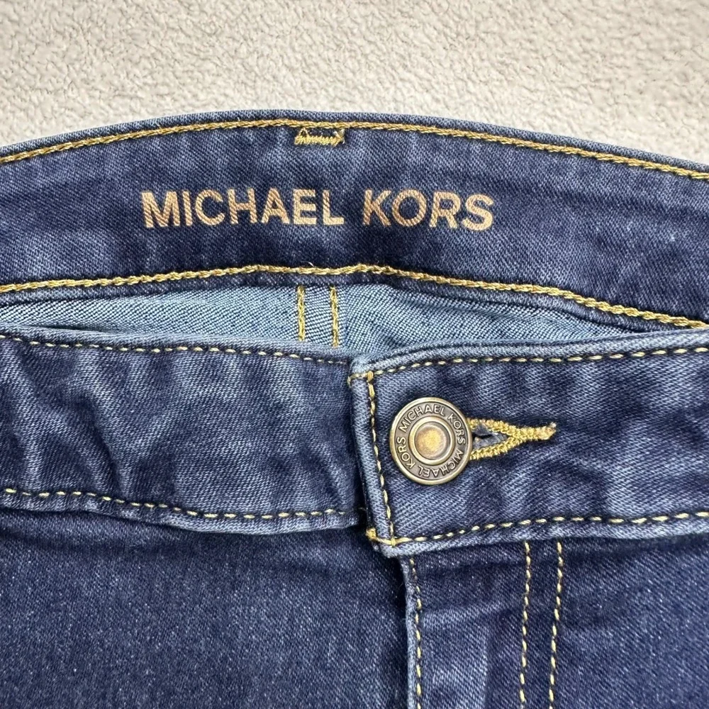 Michael Kors Izzy Skinny Jeans Womens 10 Dark Wash Blue Stretch Denim MK Logo